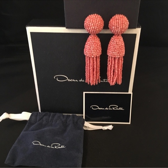 Oscar de la Renta Pink Statement Tassel Earrings - Picture 3 of 3